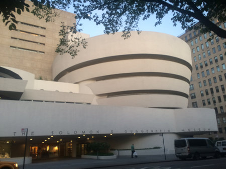 The facade of Solomon R. Guggenheim Museum of modern and contemporary art in Manhattan. New York City, United Statesのeditorial素材