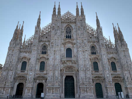 Facade of the Duomo di Milano (The Milan Cathedral) church. Famous Milan sightseeing and tourism...