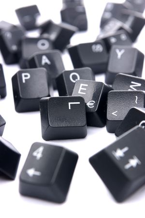 Letters from a keyboard on white background