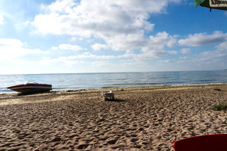 At the end of the sea season and the deserted beachの写真素材