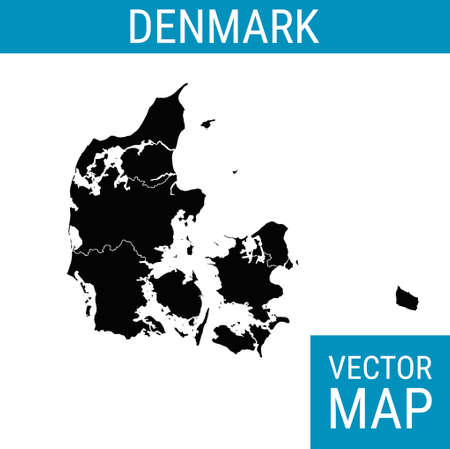 Denmark vector map with country name, black on white background.