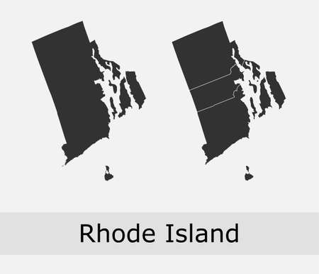 Rhode Island maps vector outline counties, townships, regions, municipalities, departments, bordersのイラスト素材