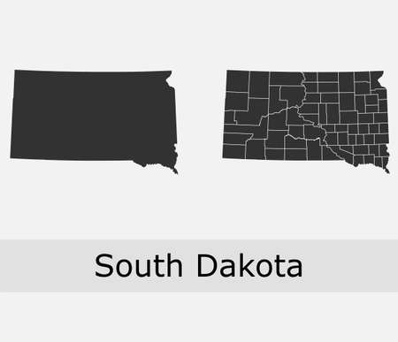 South Dakota maps vector outline counties, townships, regions, municipalities, departments, bordersのイラスト素材