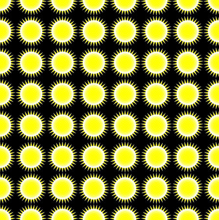 Background image with sun tile. Seamless pattern, scalable, multiply. Flat geometric suns. Yellow...