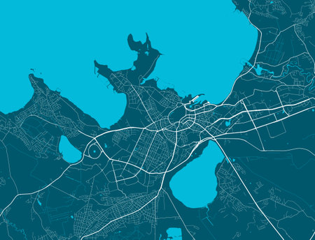 Detailed map of Tallinn city administrative area. Royalty free vector illustration. Cityscape panorama. Decorative graphic tourist map of Tallinn territory.のイラスト素材