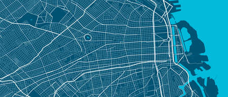 Detailed map of Buenos Aires city administrative area. Royalty free vector illustration. Cityscape...