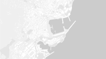 White and light grey Monaco City area vector background map, streets and water cartography illustration. Widescreen proportion, digital flat design streetmap.のイラスト素材