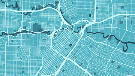 Houston map, blue streetmap poster of USA city