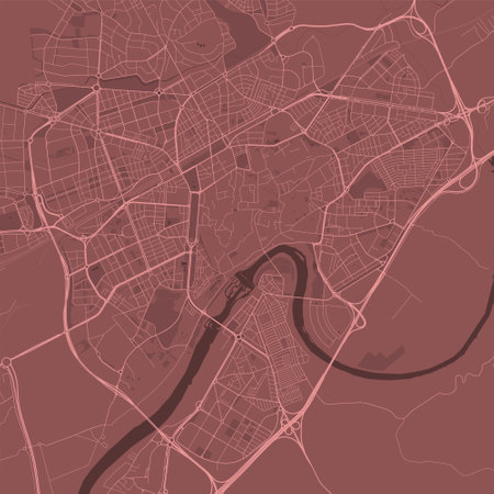 Cordoba map, red streetmap poster, city in Spainのイラスト素材