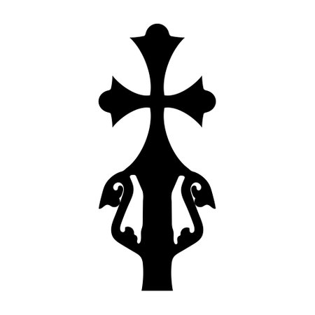 Unique hand cross, ornamental form, animalistic symbol outlineのイラスト素材