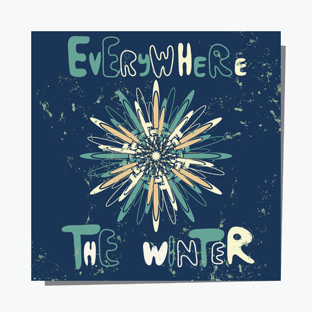 Vector template with snowflake. Textured  pattern for placards, brochures, posters, greeting cards with winter greetings.のイラスト素材