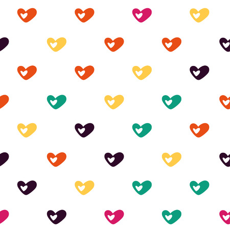 Vector hand drawn cartoon seamless pattern with hearts. Love, romance theme. Colored love pattern...