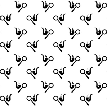 hand drawn seamless pattern with smoking pipe and magnifierのイラスト素材