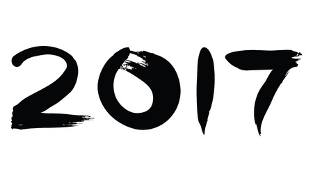 Vector hand drawn 2017 numbers. New Year. Made with inkのイラスト素材