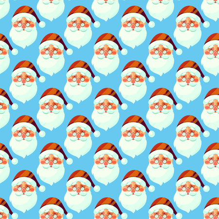 Vector seamless pattern with Santa Claus head. Winter holiday pattern for paper, fabric, greeting card.のイラスト素材
