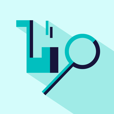 Vector flat stylize pipe and magnifier icon. Isolated colored icon for logo, web site design, button, app, UI. Detective illustration for posters, cards, book cover, flyers, banner, web, game designs.のイラスト素材