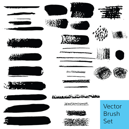 Grunge mesy brush set made from hand darwn acrylic and charcoal paintingのイラスト素材