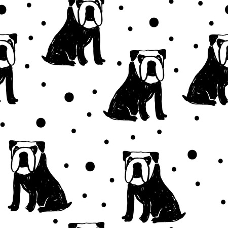 Cartoon pattern with dog.のイラスト素材