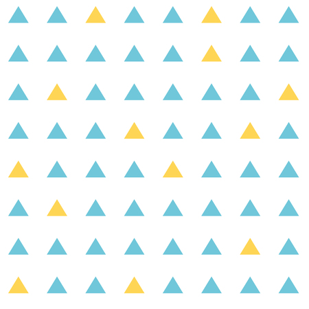 Seamless geometric minimalistic pattern with blue and yellow triangles on white background.のイラスト素材