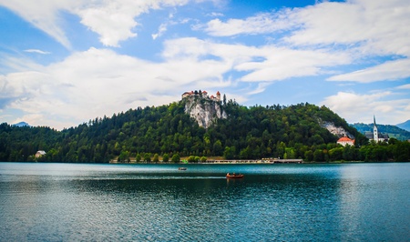 Beautiful landscape of lake Bled, Sloveniaの素材