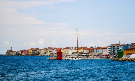 Landscape of Piran city, Slovenian coast, Europeの素材