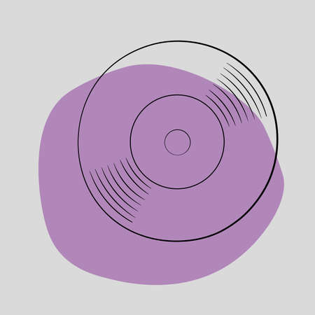 Vinyl record icon on purple background.