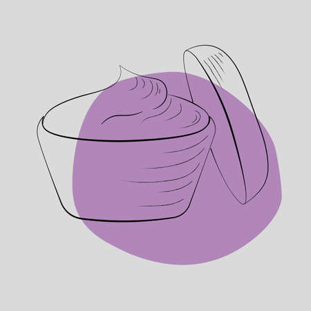 Icon of a jar of cream on a purple background.の写真素材