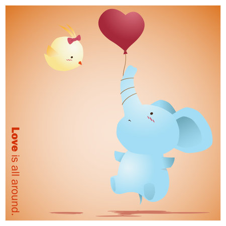 Cute Animals Collection Love is all around 4 ,vector,illustrationのイラスト素材