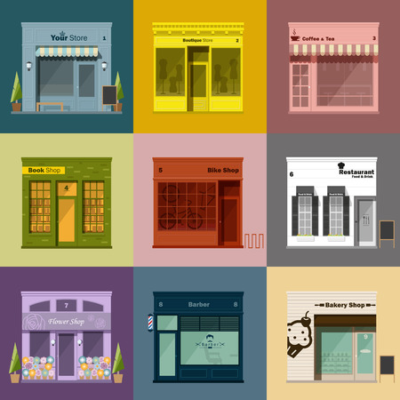 Different shops and stores icons set,vector,illustrationのイラスト素材