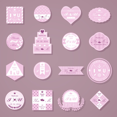 Set of wedding decorative stickers ,vector ,illustrationのイラスト素材
