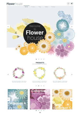 Floral website template  banner and infographicのイラスト素材