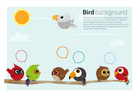 birds on branches backgroundのイラスト素材