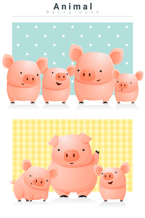 Animal background with Pigs , vector, illustrationのイラスト素材