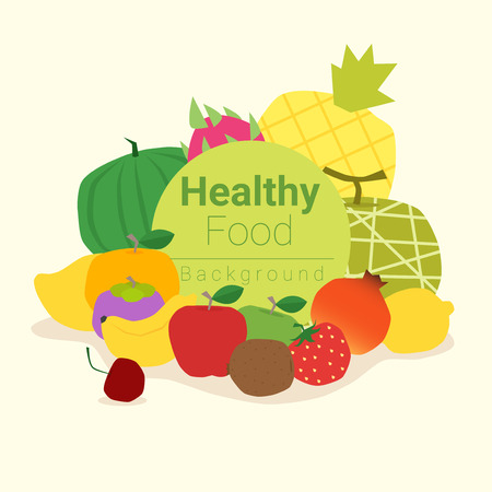 Healthy food background with fruits , vector, illustrationのイラスト素材