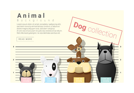 Cute animal family background with Dogs, vector , illustrationのイラスト素材