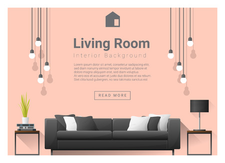 Modern living room Interior background , vector, illustrationのイラスト素材