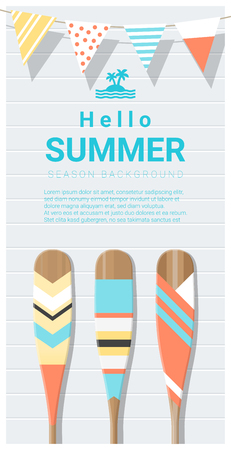 Hello summer background with painted canoe paddleのイラスト素材