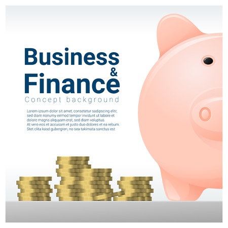 Business and Finance concept background with piggy bank , vector , illustrationのイラスト素材