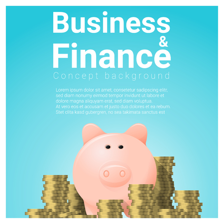 Business and Finance concept background with piggy bank , vector , illustrationのイラスト素材
