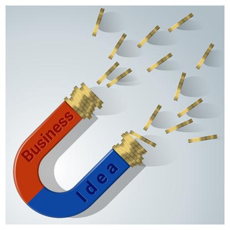 Business and Finance concept background with magnet attracting money , vector , illustrationのイラスト素材