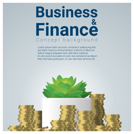 Business and Finance concept background with growing saving coins , vector , illustrationのイラスト素材