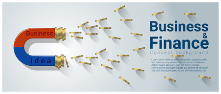Business and Finance concept background with magnet attracting money , vector , illustrationのイラスト素材