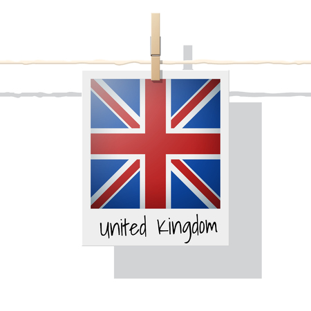 European country flag collection with photo of United Kingdom flag , vector , illustrationのイラスト素材