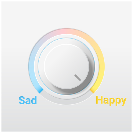 Emotional background with sad and happy switch control knob.