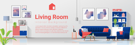 Interior background with colorful living room , vector , illustrationのイラスト素材