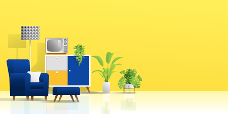 Interior background with colorful living room , vector , illustrationのイラスト素材