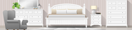 Interior background with bedroom in modern country style , vector , illustrationのイラスト素材