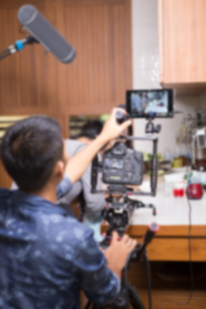 blur background director shooting videoの写真素材