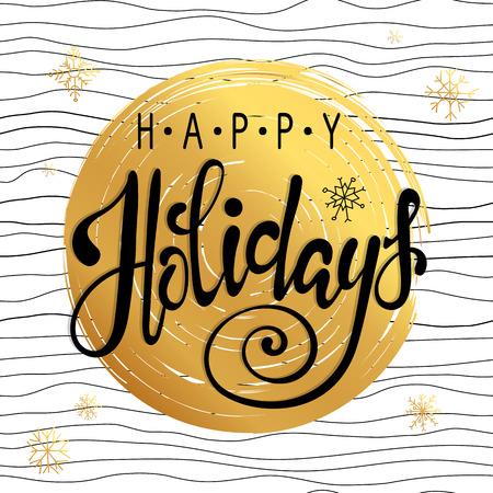 Happy Holidays vector text. Holidays lettering for invitation and greeting card, prints and posters. Hand drawn typographic inscription, christmas calligraphic designのイラスト素材