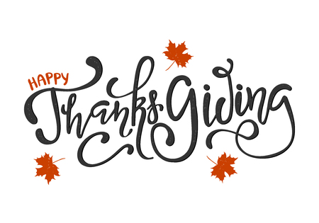 Vector illustration. Happy Thanksgiving Day typography vector design for greeting cards and poster on a textural background design template celebration.Happy Thanksgiving inscription, lettering.のイラスト素材
